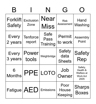 Safety Week Bingo 2023 Bingo Card