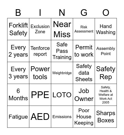 Safety Week Bingo 2023 Bingo Card