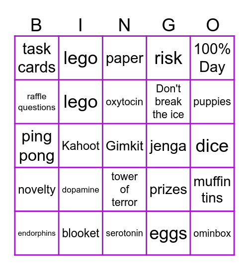 Come on Down Bingo Card
