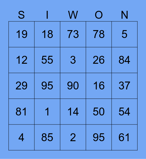 Siwon's Papan Bingo Card