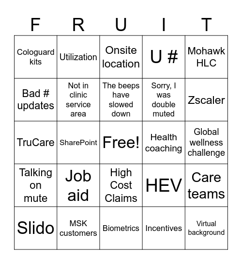 7.21.23 Bingo Card