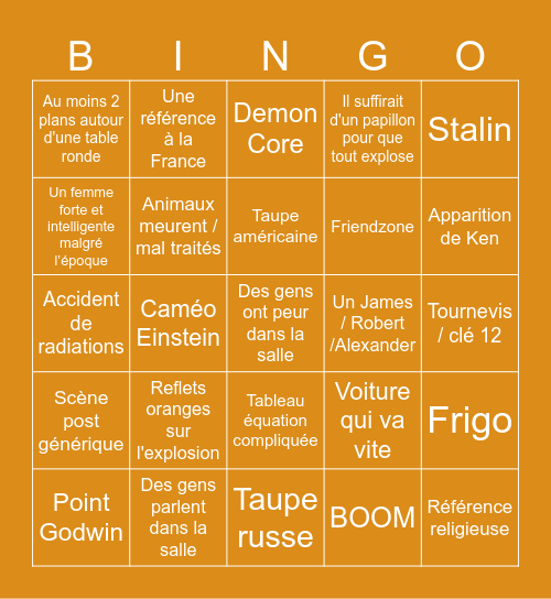 Oppenheim Bingo Card