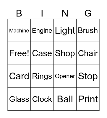 Compound Nouns Bingo Card