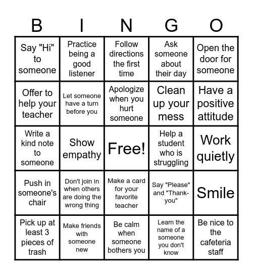 Kindness BINGO Card