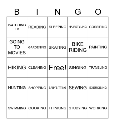 WHAT WOMEN DO Bingo Card