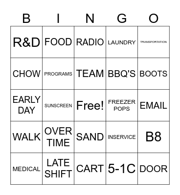 RED ROCK BINGO Card