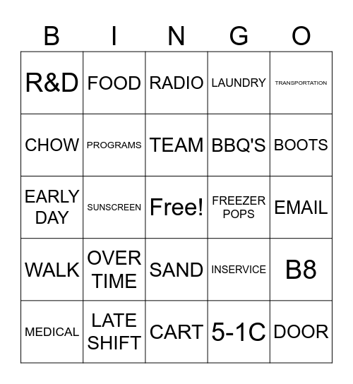 RED ROCK BINGO Card