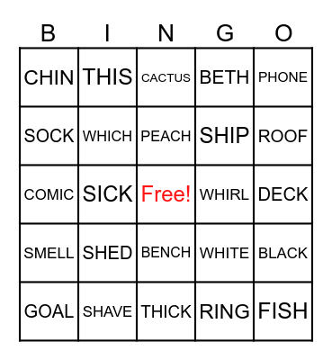 PHONICS BINGO Card