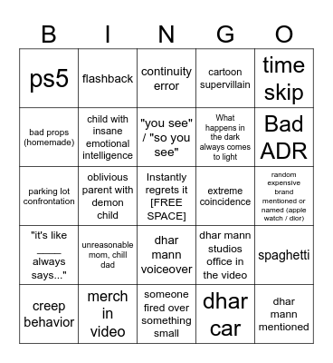 Dhar Mann Bingo v4 Bingo Card