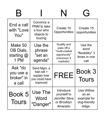 Inbound Sales Bingo Card