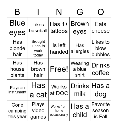 TEAM BUILDING Bingo Card