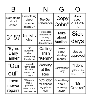 Gerry Bingo Card
