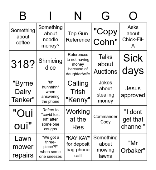 Gerry Bingo Card