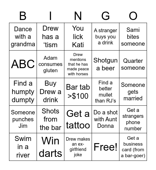 Thursday! Bingo Card