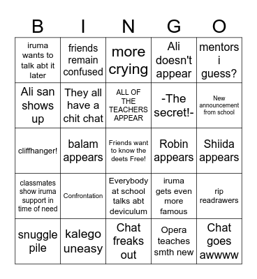 Back to School Bingo Card