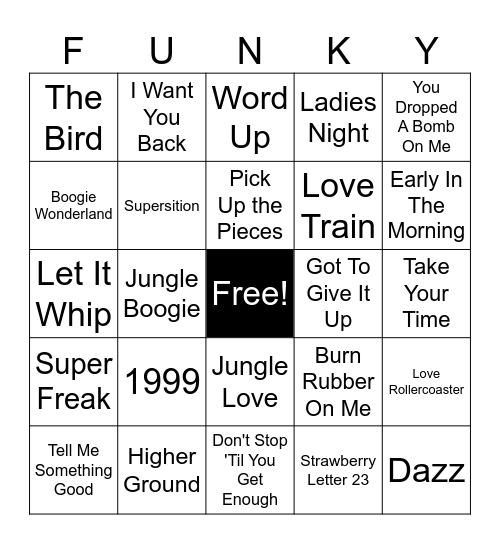 Old School FUNK Bingo Card