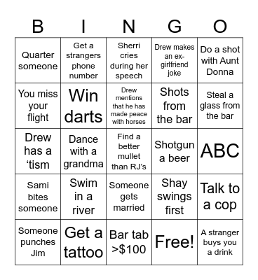 Thursday Bingo Card