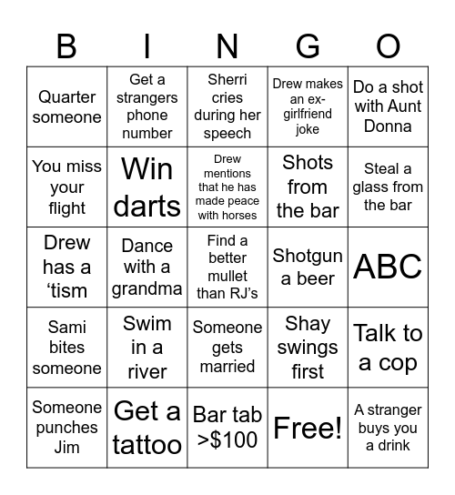 Thursday Bingo Card