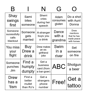 Thursday Bingo Card