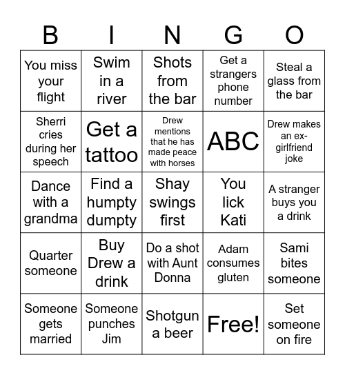 Thursday Bingo Card