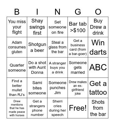 Thursday Bingo Card