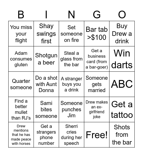 Thursday Bingo Card