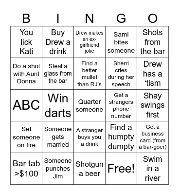 Thursday Bingo Card