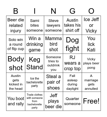 Saturday Bingo Card