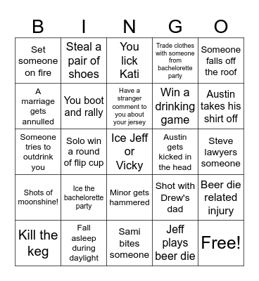 Saturday Bingo Card