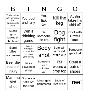 Saturday Bingo Card