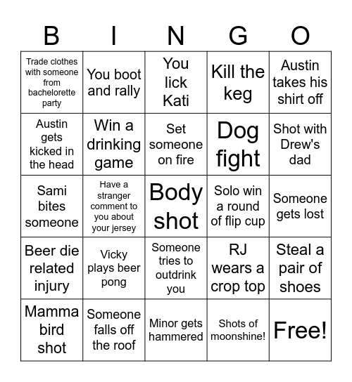 Saturday Bingo Card