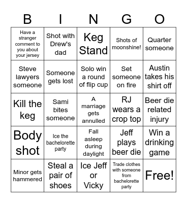 Saturday Bingo Card