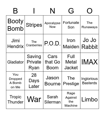 Da' Bomb Bingo Card