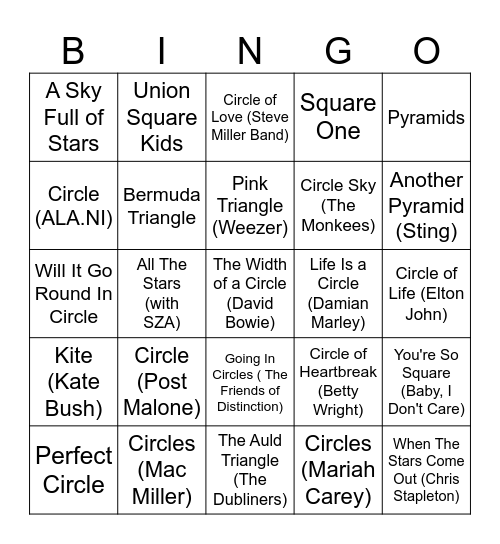 All of the Shapes Bingo Card