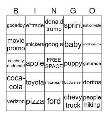 SUPER BOWL BINGO Card