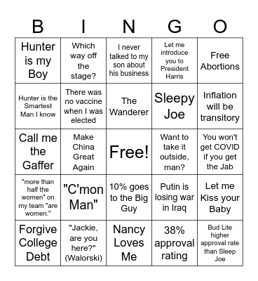 White House Bingo Card