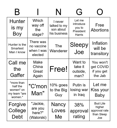 White House Bingo Card