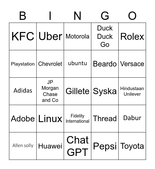 LOGO Bingo Card