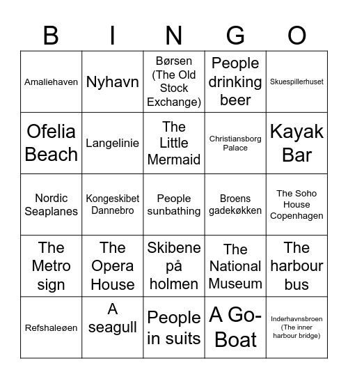 Canal Cruise Bingo Card