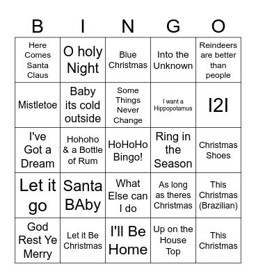 Disney/Christmas in July Bingo Card