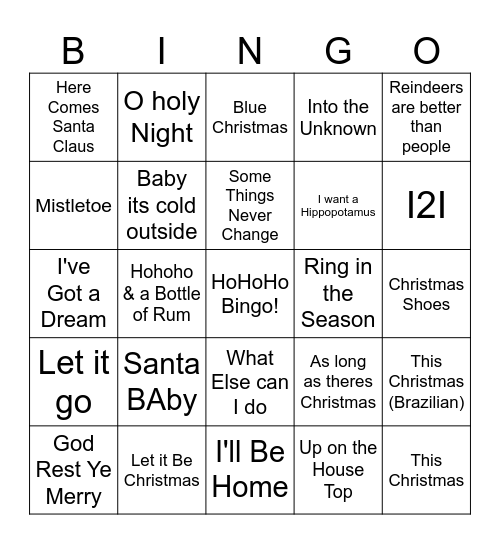Disney/Christmas in July Bingo Card