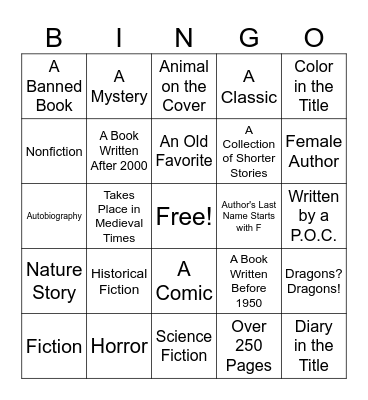 Bookish Bingo Card