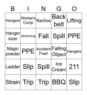 Sears Safety Bingo Card