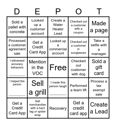 Operation Bingo Card