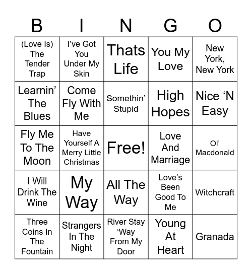 FRANK SINATRA Bingo Card