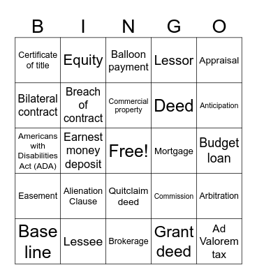 Realtor Bingo! Bingo Card