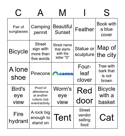 CAMIS Scavenger Hunt BINGO Card