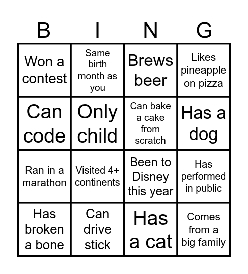 Wedding Bingo Card