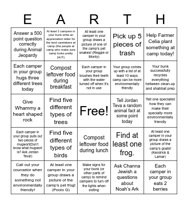 Shomrei Adamah Day - SLC 2023 Bingo Card
