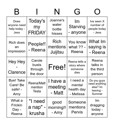 NBI Bingo Card